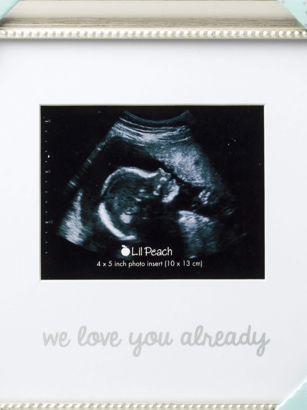 'We Love You Already' White Sonogram Photo Mat With Frame Gift NWT